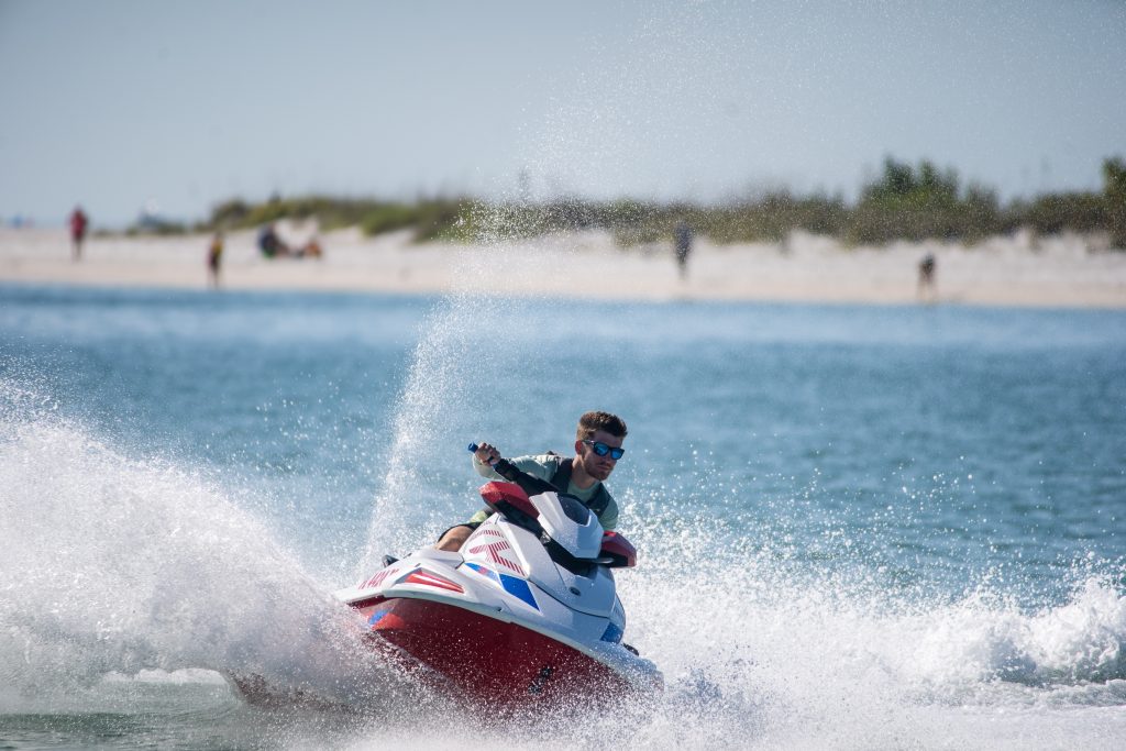 Alt Text: Jet ski rental on the waters of Siesta Key near Sarasota, Florida.